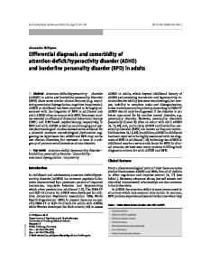 hyperactivity disorder (ADHD) and borderline personality disorder (BPD) in adults
