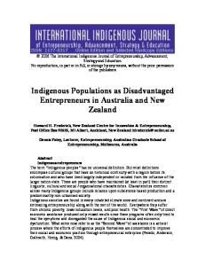 Indigenous Populations as Disadvantaged Entrepreneurs in Australia and New Zealand