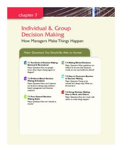 Individual & Group Decision Making How Managers Make Things Happen