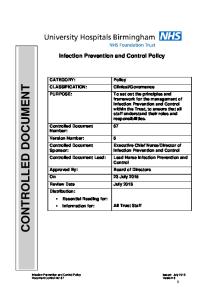 Infection Prevention and Control Policy