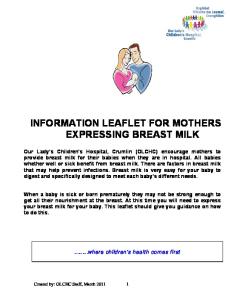 INFORMATION LEAFLET FOR MOTHERS EXPRESSING BREAST MILK