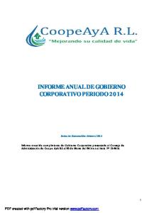 INFORME ANUAL DE GOBIERNO CORPORATIVO PERIODO 2014