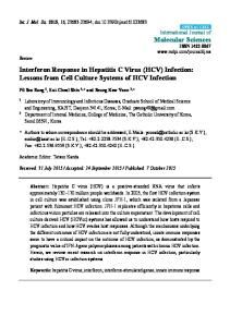 Interferon Response in Hepatitis C Virus (HCV) Infection: Lessons from Cell Culture Systems of HCV Infection