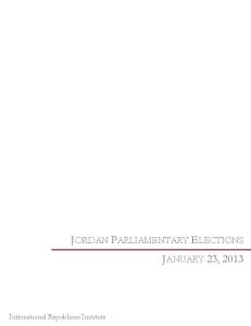 JORDAN PARLIAMENTARY ELECTIONS JANUARY 23, 2013