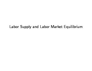 Labor Supply and Labor Market Equilibrium