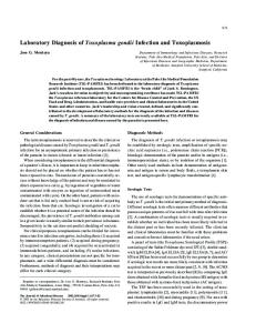 Laboratory Diagnosis of Toxoplasma gondii Infection and Toxoplasmosis