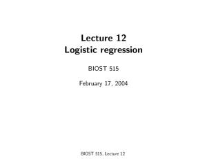 Lecture 12 Logistic regression