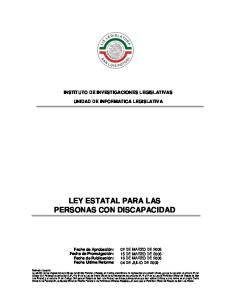 LEY ESTATAL PARA LAS PERSONAS CON DISCAPACIDAD