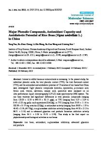 Major Phenolic Compounds, Antioxidant Capacity and Antidiabetic Potential of Rice Bean (Vigna umbellata L.) in China