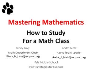 Mastering Mathematics