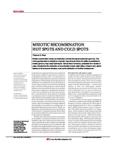 MEIOTIC RECOMBINATION HOT SPOTS AND COLD SPOTS