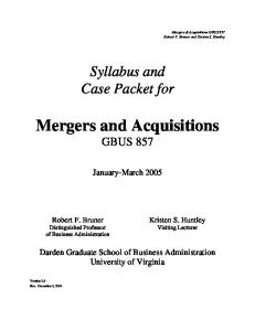 Mergers and Acquisitions GBUS 857