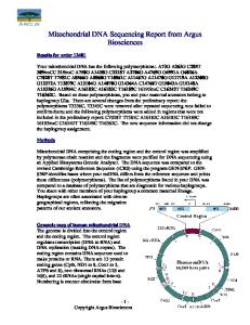 Mitochondrial DNA Sequencing Report from Argus Biosciences