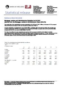 Mortgage Lenders and Administrators Statistics for Q (derived from the Mortgage Lenders & Administrators Return (MLAR))