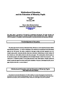 Multicultural Education and the Education of Minority Pupils