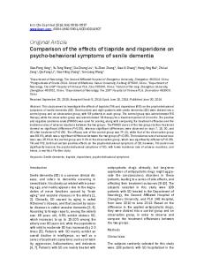 Original Article Comparison of the effects of tiapride and risperidone on psycho-behavioral symptoms of senile dementia