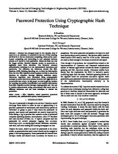 Password Protection Using Cryptographic Hash Technique