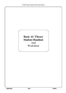 Performing Engineering Operations. Basic AC Theory Student Handout And Worksheet