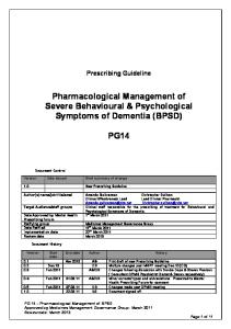 Pharmacological Management of Severe Behavioural & Psychological Symptoms of Dementia (BPSD) PG14