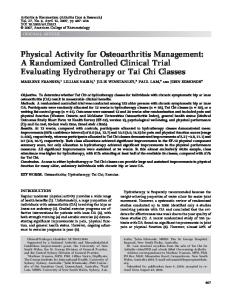 Physical Activity for Osteoarthritis Management: A Randomized Controlled Clinical Trial Evaluating Hydrotherapy or Tai Chi Classes