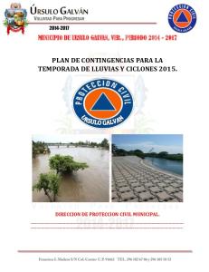 PLAN DE CONTINGENCIAS PARA LA TEMPORADA DE LLUVIAS Y CICLONES 2015