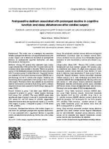 Postoperative delirium associated with prolonged decline in cognitive function and sleep disturbances after cardiac surgery
