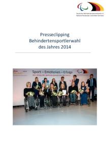 Presseclipping Behindertensportlerwahl des Jahres 2014