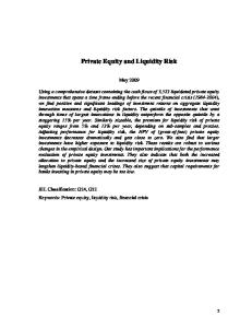 Private Equity and Liquidity Risk