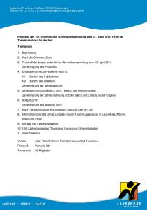 Protokoll der 101. ordentlichen Generalversammlung vom 01. April 2016, 19:30 im Theatersaal von Leukerbad
