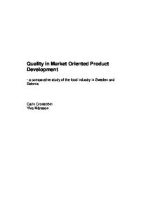Quality in Market Oriented Product Development
