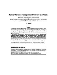 Railway Revenue Management: Overview and Models