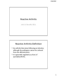 Reactive Arthritis. Reactive Arthritis-Definition