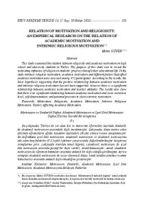 RELATION OF MOTIVATION AND RELIGIOSITY: AN EMPIRICAL RESEARCH ON THE RELATION OF ACADEMIC MOTIVATION AND INTRINSIC RELIGIOUS MOTIVATION (*)