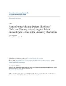 Remembering Arkansas Debate: The Use of Collective Memory in Analyzing the Role of Intercollegiate Debate at the University of Arkansas