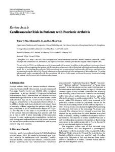 Review Article Cardiovascular Risk in Patients with Psoriatic Arthritis
