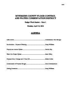 RIVERSIDE COUNTY FLOOD CONTROL AND WATER CONSERVATION DISTRICT AGENDA