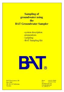 Sampling of groundwater using the BAT Groundwater Sampler