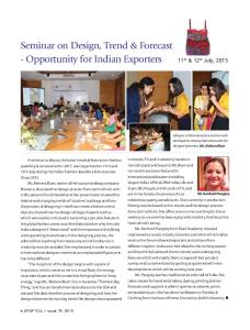 Seminar on Design, Trend & Forecast - Opportunity for Indian Exporters 11 th & 12 th July, 2015