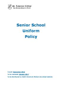 Senior School Uniform Policy