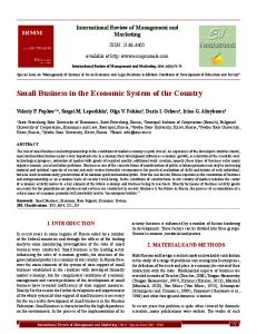 Small Business in the Economic System of the Country