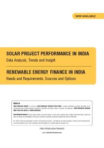 SOLAR PROJECT PERFORMANCE IN INDIA RENEWABLE ENERGY FINANCE IN INDIA