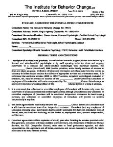 STANDARD AGREEMENT FOR CLINICAL CONSULTING SERVICES GENERAL TERMS AND CONDITIONS