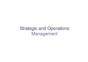 Strategic and Operations Management