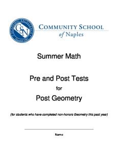 Summer Math. Pre and Post Tests. Post Geometry