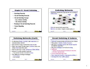 Switching Networks. Switching Networks (Con t) Circuit Switching & features. Chapter 9: Circuit Switching