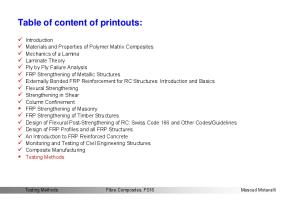 Table of content of printouts: