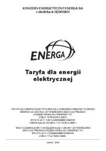 Taryfa dla energii elektrycznej