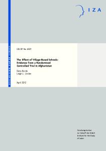 The Effect of Village-Based Schools: Evidence from a Randomized Controlled Trial in Afghanistan