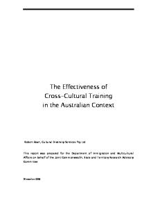 The Effectiveness of Cross-Cultural Training in the Australian Context