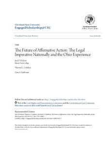 The Future of Affirmative Action: The Legal Imperative Nationally and the Ohio Experience